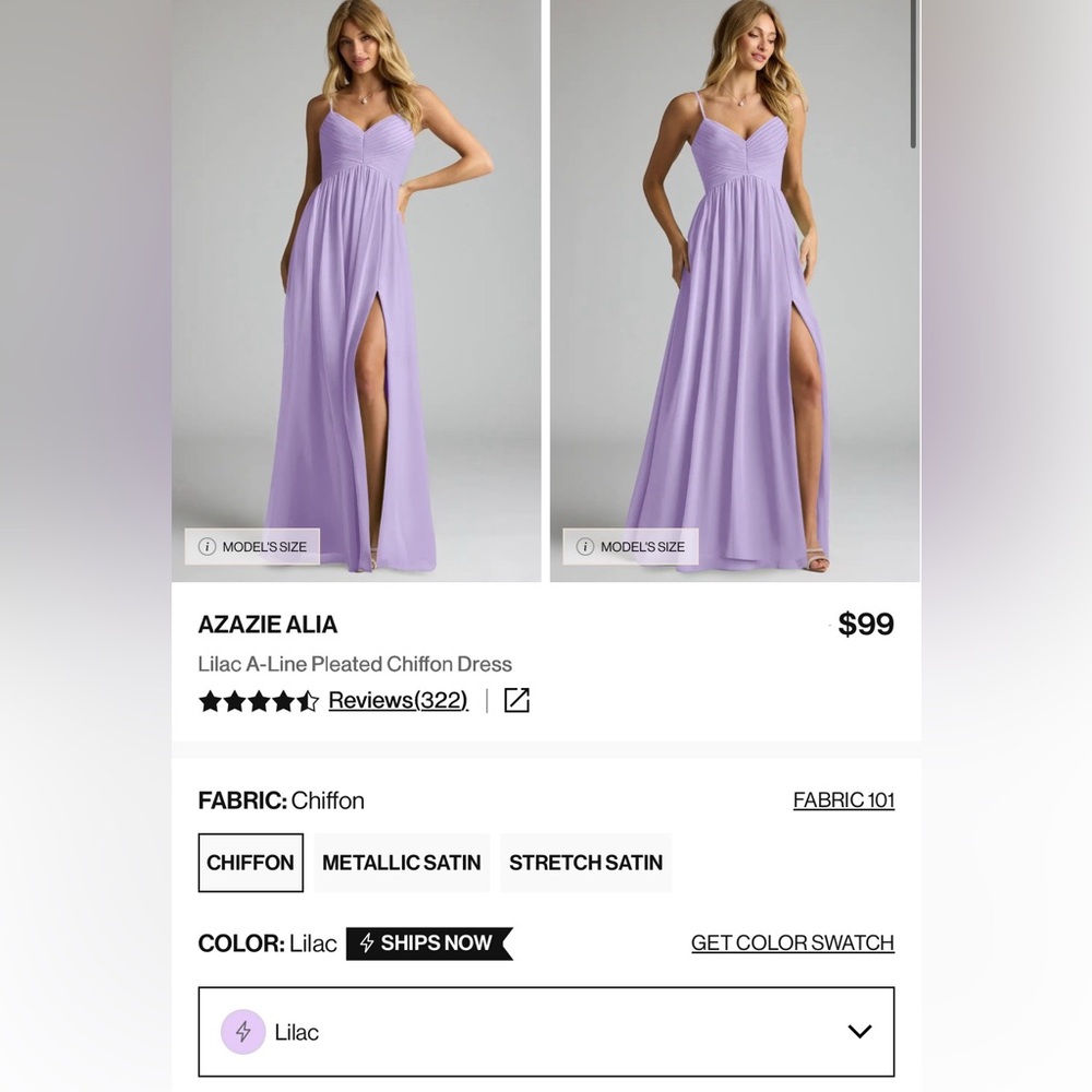 AZAZIE ALIA Lilac Chiffon Bridesmaid Dress